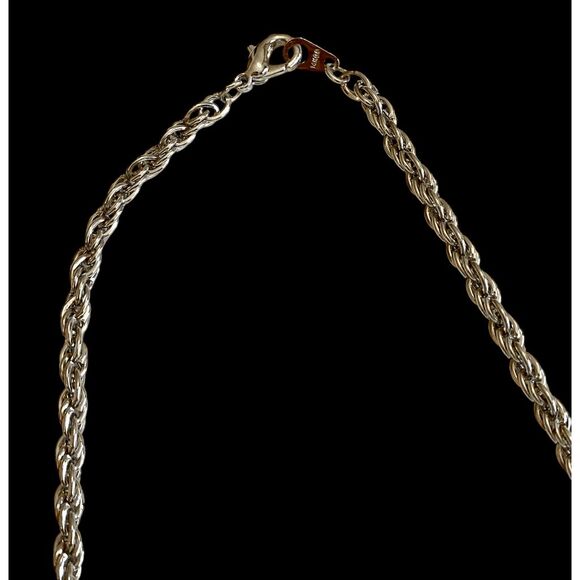 Vintage 14k GP Necklace White Stamped Rope Chain 22" - Picture 2 of 4